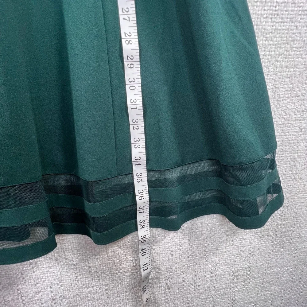 Calvin Klein Forest Green Sleeveless Fit and Flare Dress Mesh Hem Size 4 - Picture 7 of 9